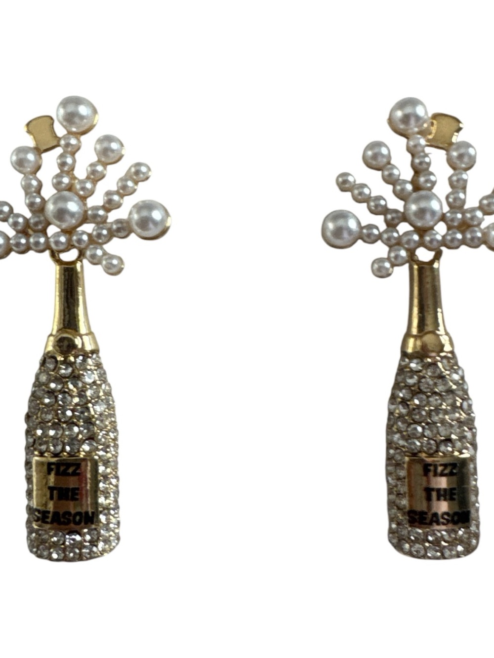 NEW BaubleBar Fizz the Season Pass the Prosecco Dangle Earrings Celebration